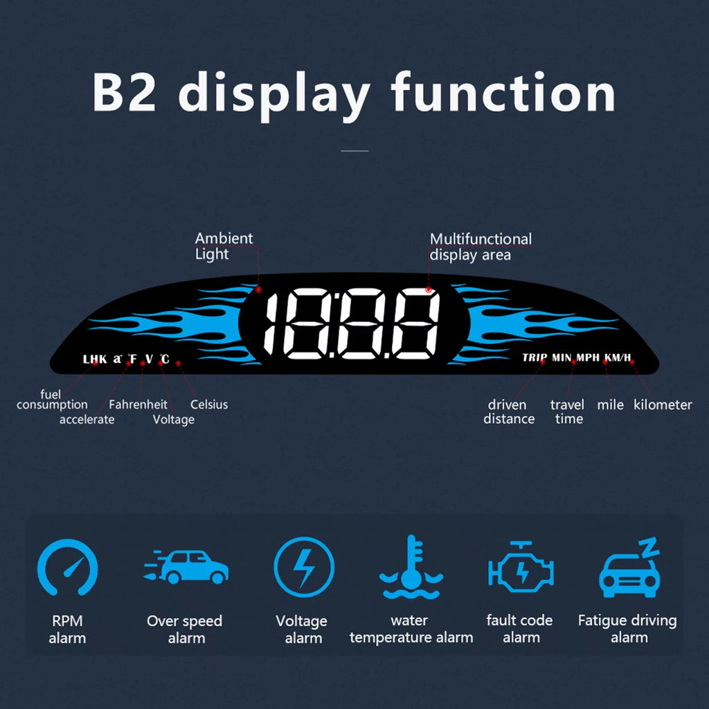 Car Head-up Display Multi-Functions Speedometer Car New Diagnostic Driving Speedometer Dcenta OBD B2