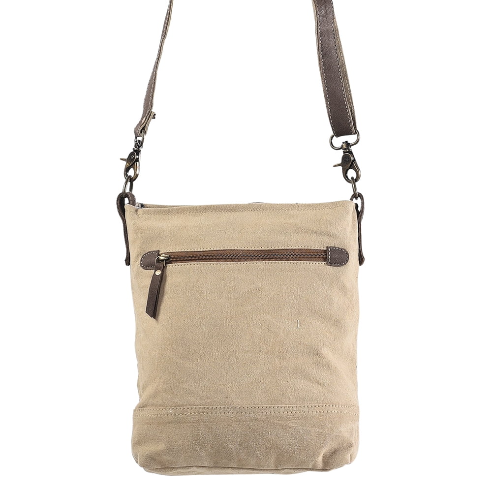 Hair-on KB MESSENGER bag purse Canvas OHLAY women Genuine Upcycled handbag western Wool Upcycled Leather