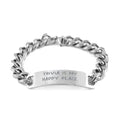 Happy is Chain Cuban amangny wristband Trivia from, Present Friends Engraved Motivational wristband, for Trivia Place. My