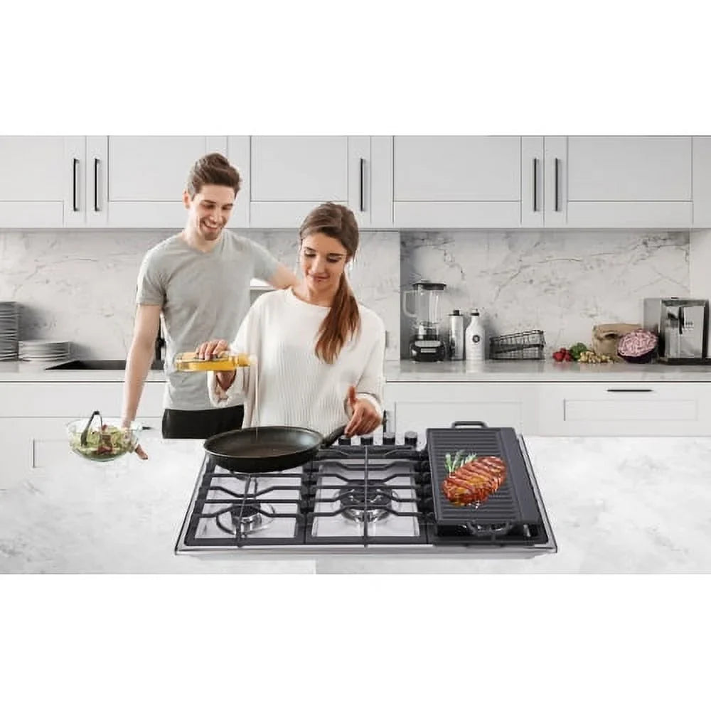 top, with Stove Cast Cook 5 Hothit 34 Steel Burner Natural top Gas Cooktop Convertible,Stainless Inch stove Gas Griddle, gas Gas/Propane Griddle, Iron Gas with