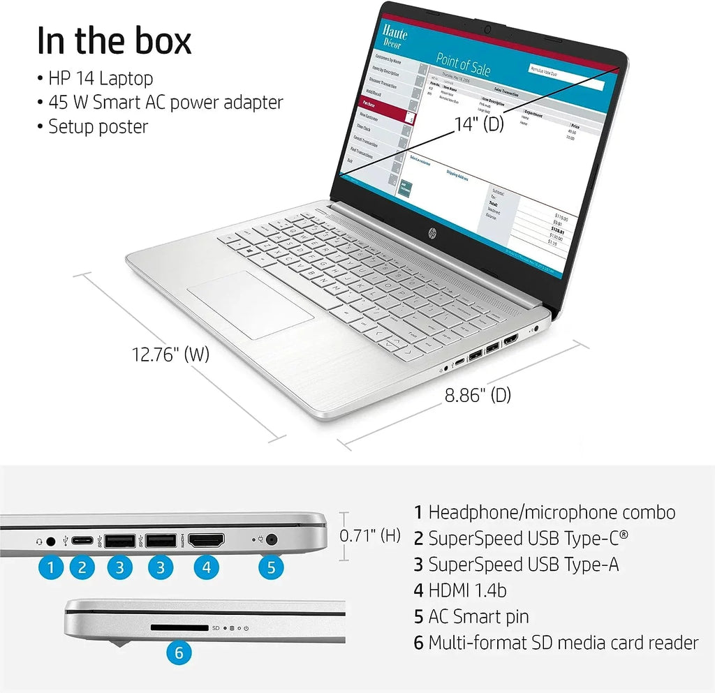 USB, PCIe Home HP i7-1065G7), Laptop Webcam, 4.2GHz HD 14" Iris i5-1135G7 SSD, RAM, Graphic, up HDMI, Xe (Beat Computer, Silver, Windows 11 to Wi-Fi, 16GB 512GB Quad-Core