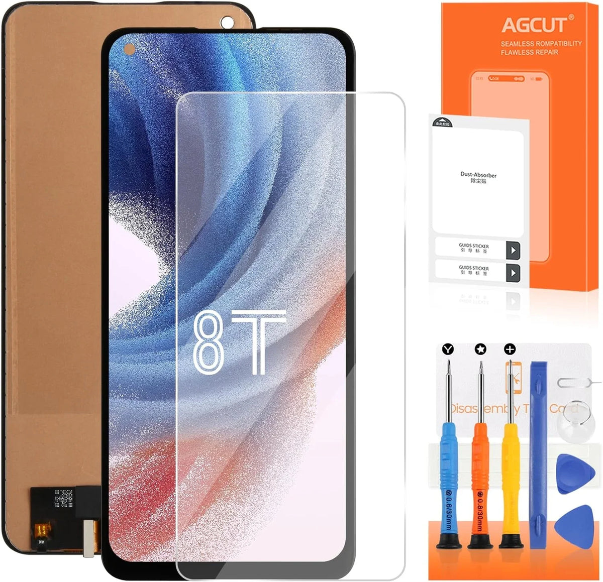 Part OLED Display Assembly KB2005 for Digitizer 8T+ Screen KB2000 Replacement 5G (Support LCD Repair Touch 8T Oneplus KB2001 Screen KB2003 Fingerprint)
