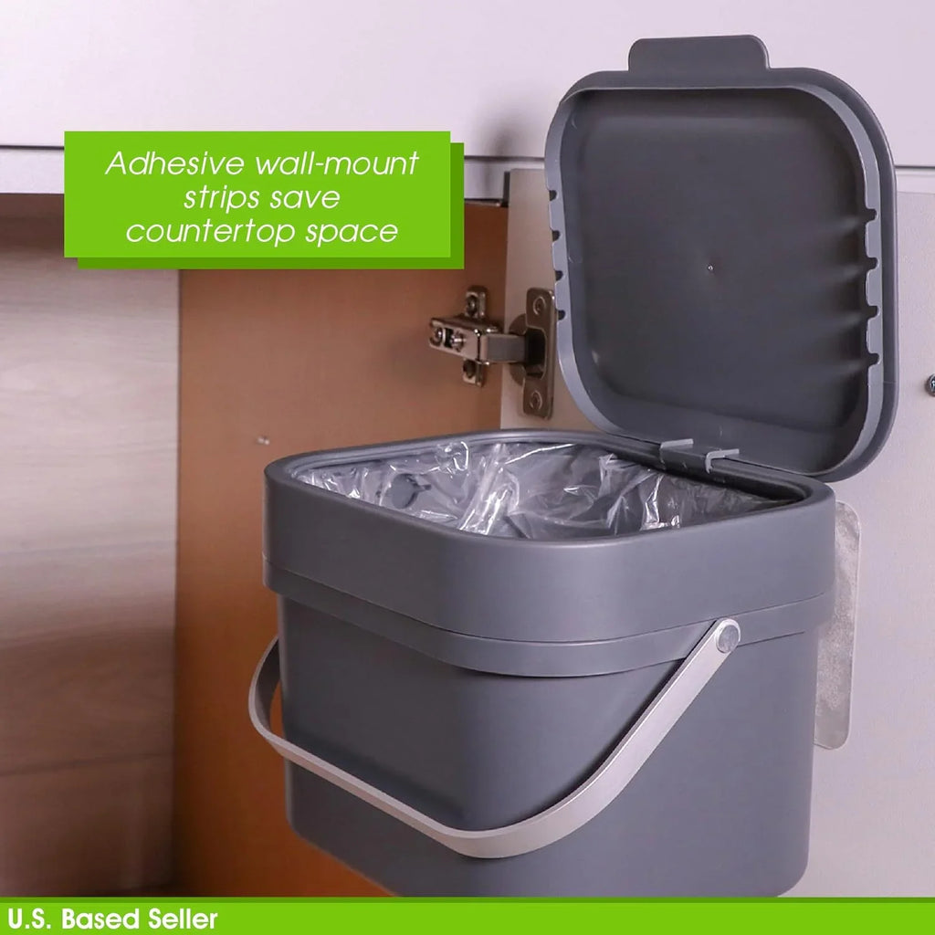 And Kitchen Compost Wall Small Bin Scraps, More Trash, - For Cabinet 4L Bin Recycling Compost Compost - Bucket For 1Gal Indoor Food Or Countertop Aluminum Mounted