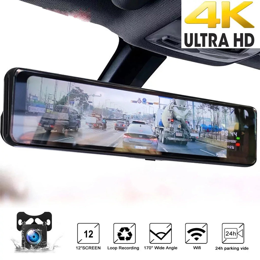 Dash Screen Camera Touch for Front Car 12inch Camera Dual 4K Backup Ele-mall Rear Cam, Wide Dual Dash w/Night Angle Car G-Sensor Vision