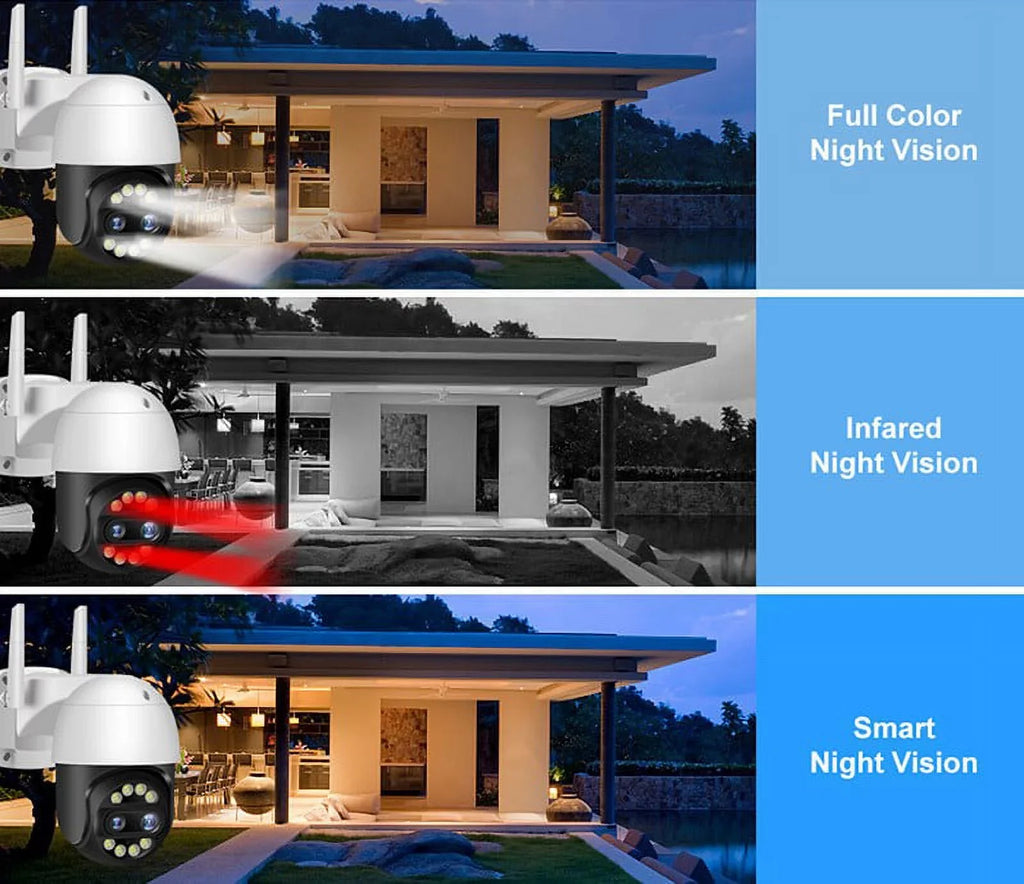 Lens Home Security Dual Outdoor HD Wireless Camera IP CCTV Camera ICSee WiFi PTZ