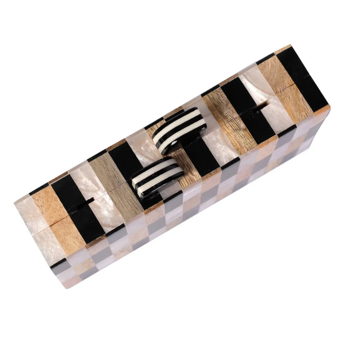 Wooden Different Inlay for Women Clutch Acrylic Bag India Craft