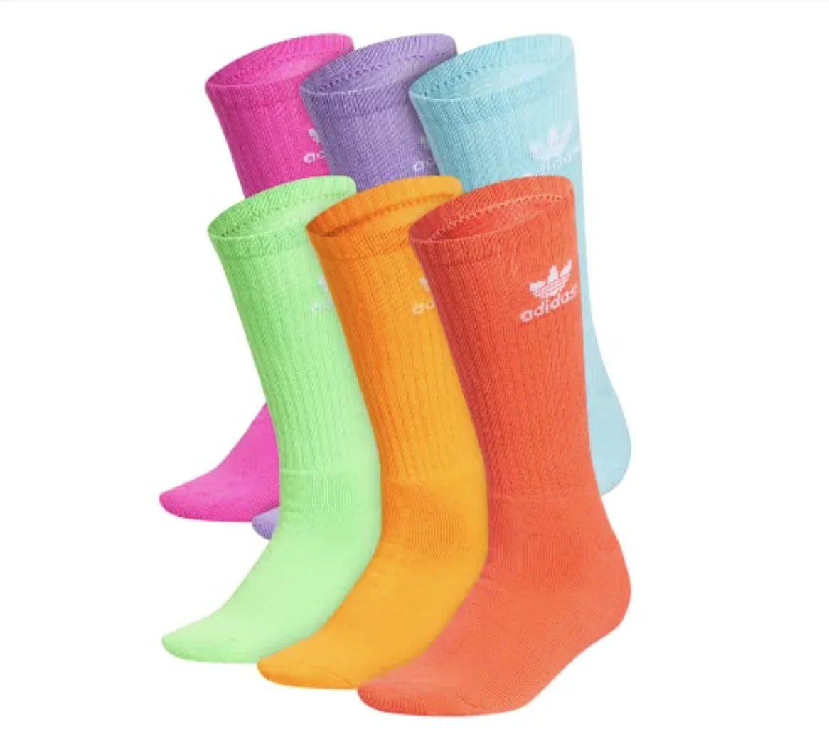 Large 6 Crew Originals Multi-colored, Trefoil Socks, Pack, Youth
