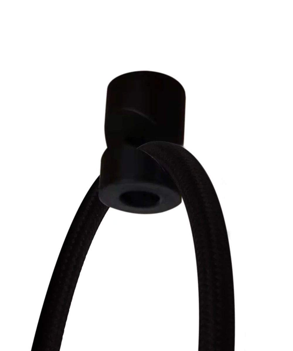 Pendant Drum 1 Square Plug-In Swag 14"w Shade, Oatmeal Cord Rounded Black Corner Light