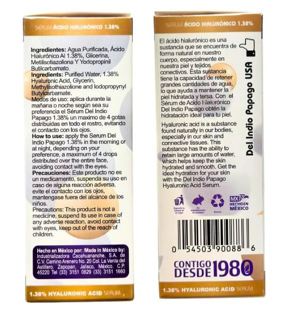 (2oz Acid Serum Del & Oz) Tepezcohuite (125g) Hyaluronic creams Papago + Fl (3.38 + Night Soap Tepezcohuite each) Indio Day