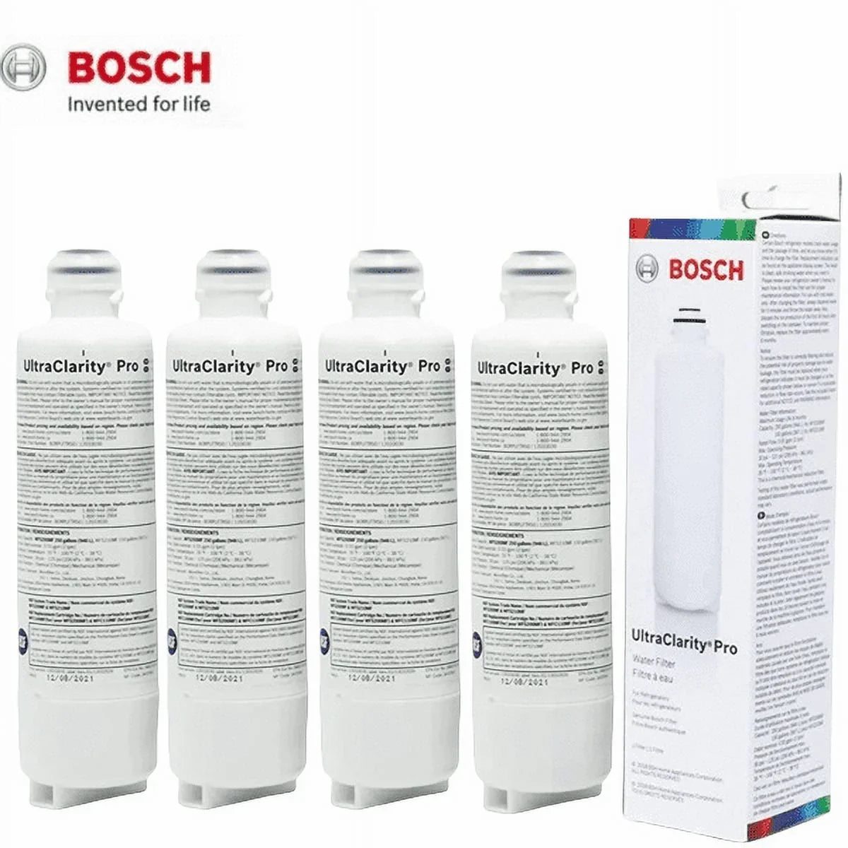BORPLFTR50,BORPLFTR55, Replacement/Compatible,4 Water 11032531 RA450022, Pack Bosch REPLFLTR55, Filter, Pro UltraClarity