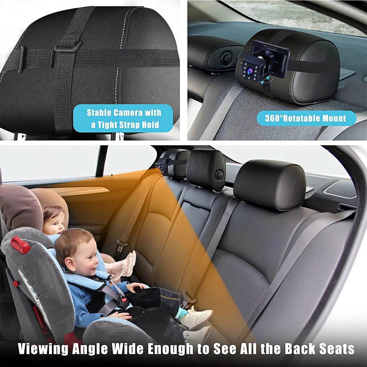View Camera Clear Crystal Seat Car Car Inch Car Baby Night with Angle Safety Length Vision Mirrors Mirror Cameras Cable Adjustable Baby 1080P Monitored 4.3 Mirror Long 5M Wide