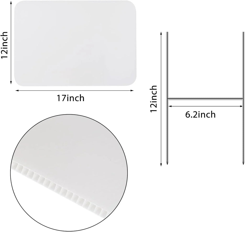 Garden Garage 12 Pack Stakes, Signs Sign White x Lawn Signs Rent,Party Blank 17 Large House Happy Birthday, with for Sale Thten Sale, Yard Decorations, Open 4 Guidepost, Garage Inches Yard