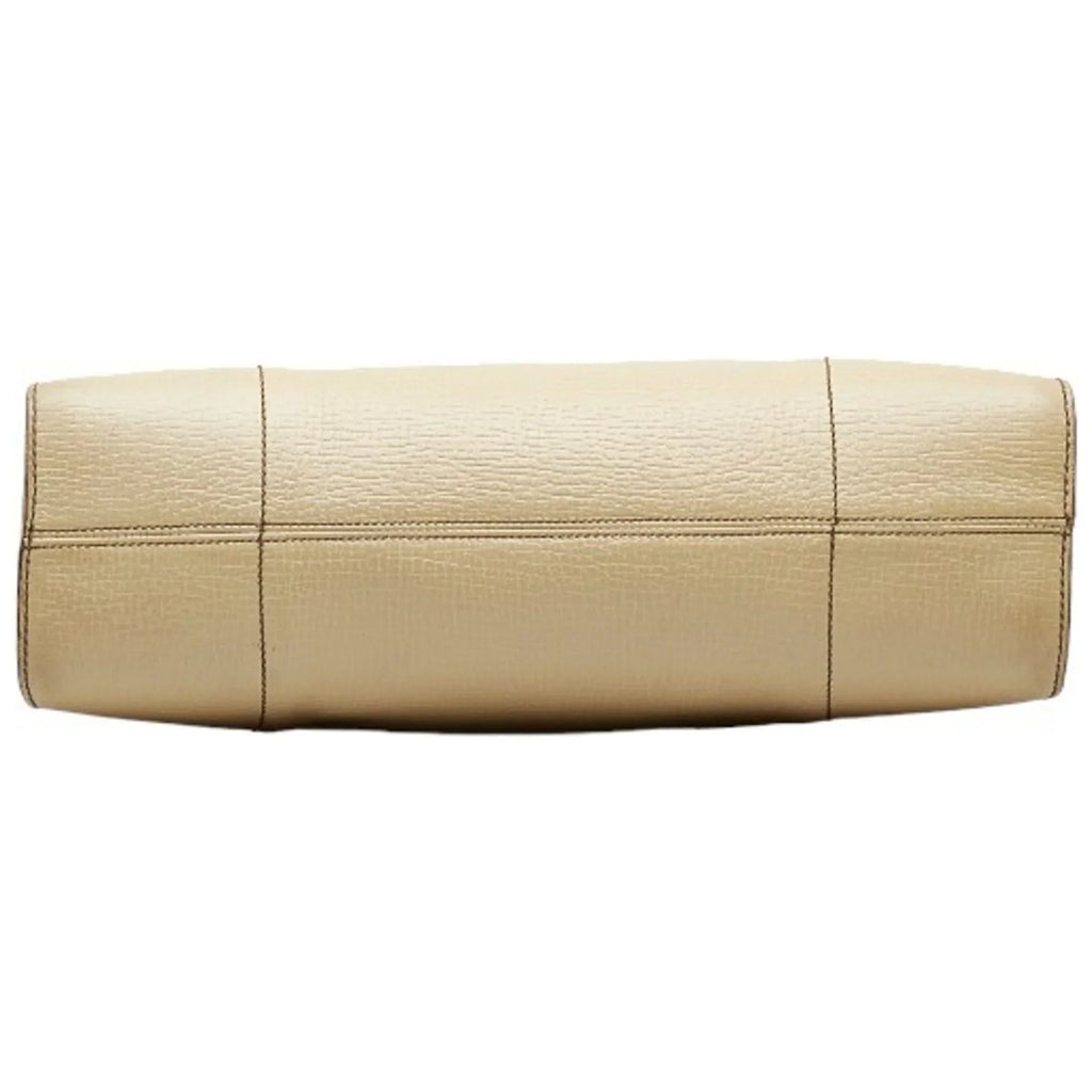 LOEWE Cream Ladies White Leather (Fair) Handbag Yellow Pre-Owned