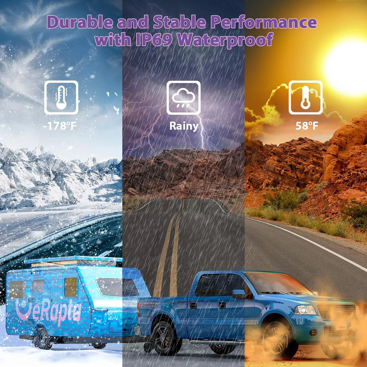 Camera ERT11 Backup Rear RV eRapta Camera Rear SUV Pickup Car Reverse Plate License Camera, HD for Front Truck View Van