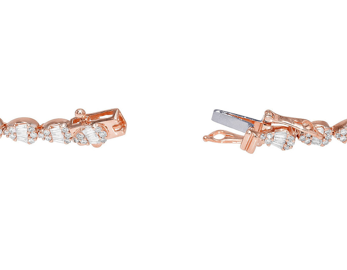 wristband Tennis 7.75" 4MM Gold Shaped Baguette Cluster 2.70 Tear CT Diamond Link