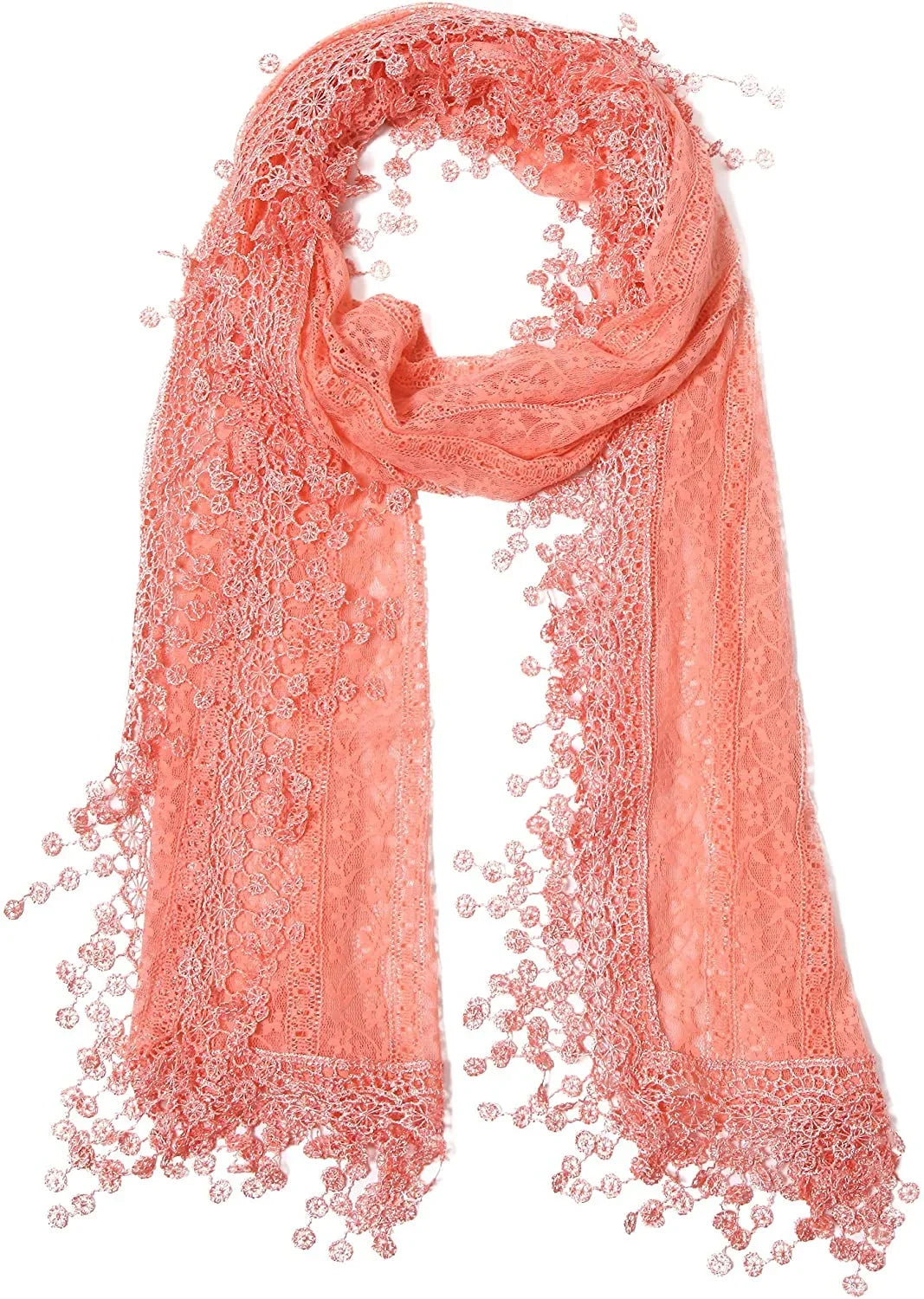 Soft Wendy shawl Lace Scarf Fringes Lightweight Cindy Pink and Women Peach Leaf for