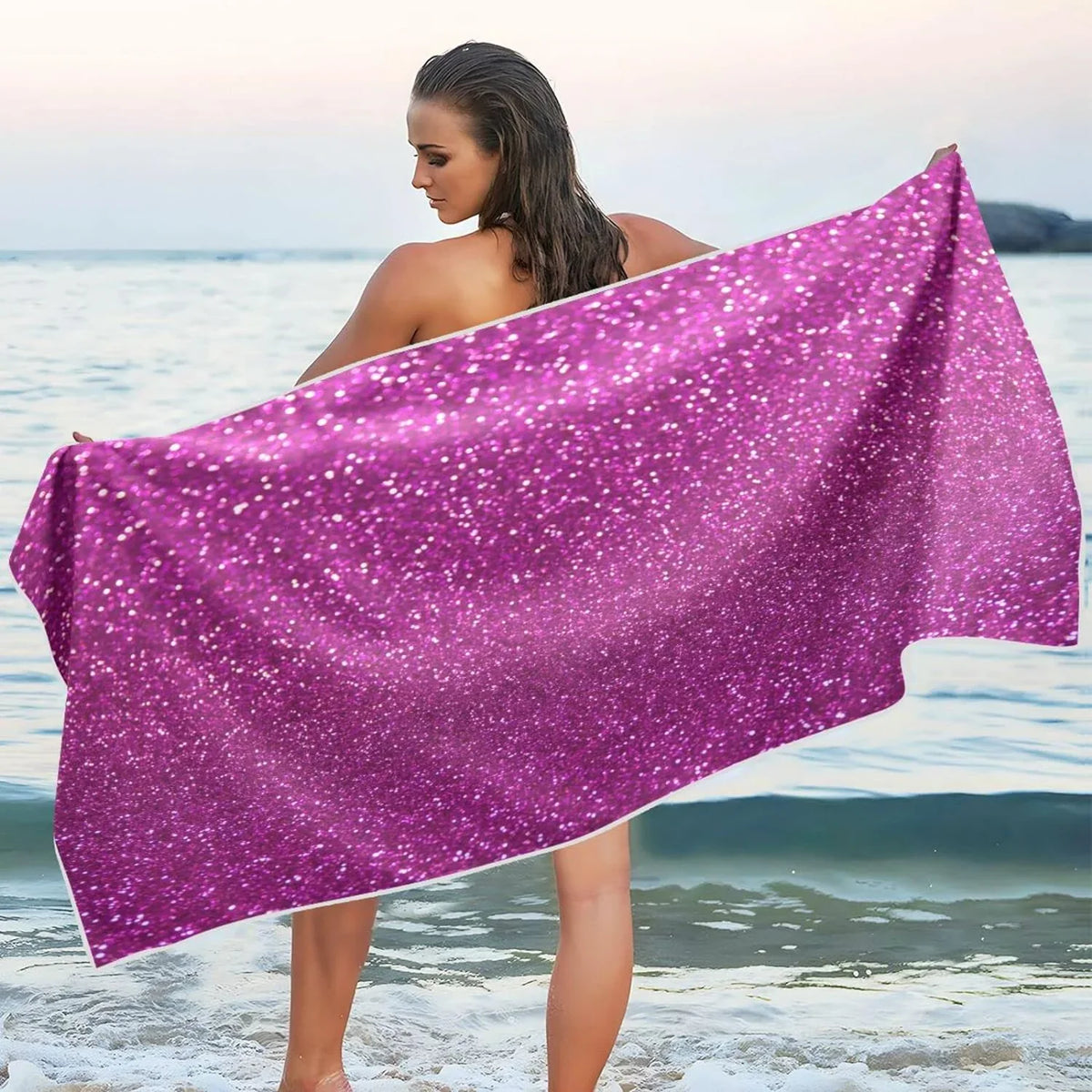 Towel, Dry Quick Shower Pool Towel Swim Bestwell Towel Texture Beach Glitter Sand Free Oversized Yoga Microfiber Lightweight Bath Blanket, Multipurpose 30”X60” Towel Thin