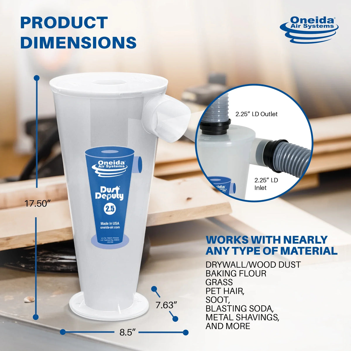 Cyclone Deputy Dust Air 2.5 Oneida Anti-Static Plus Systems Separator