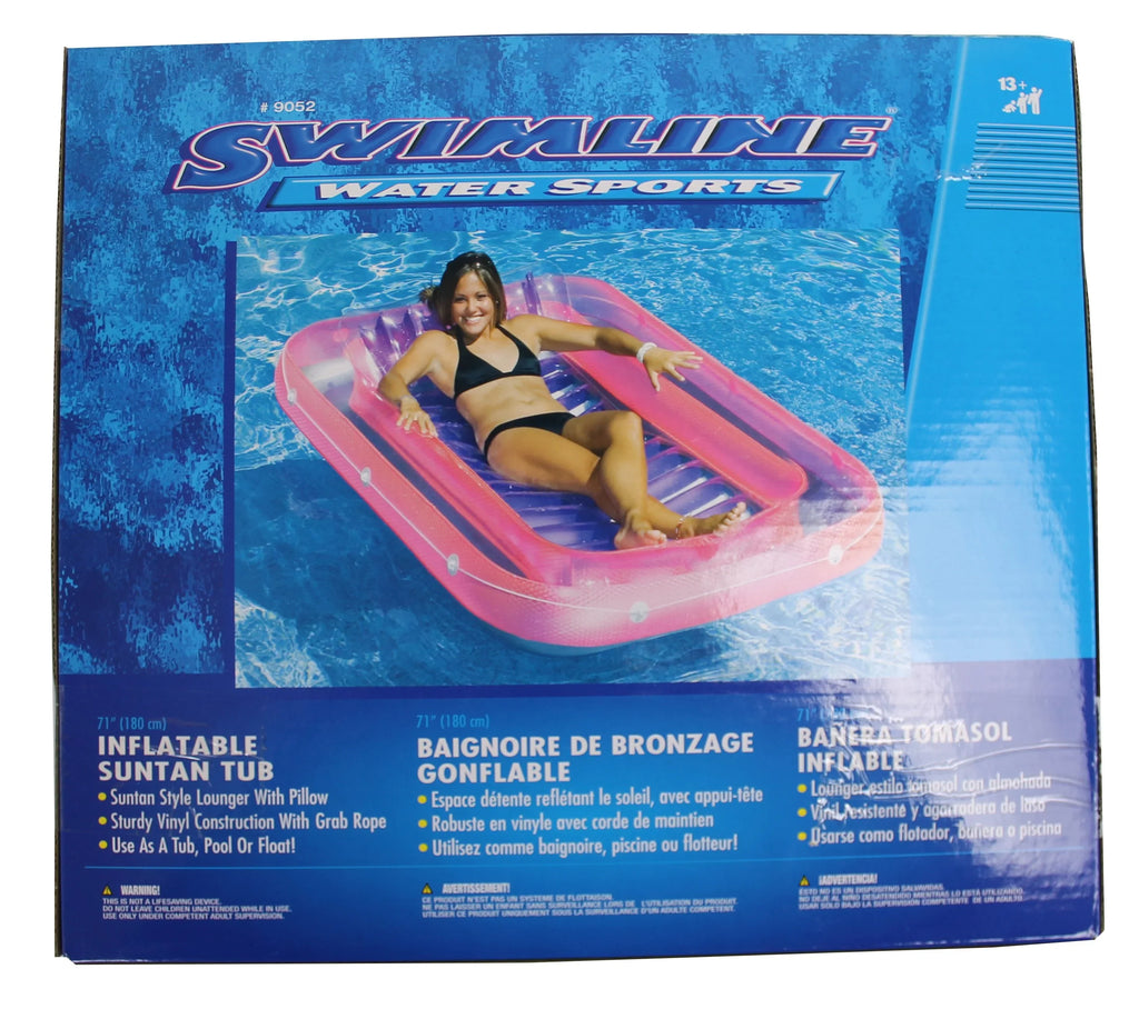Pack) Float (6 (Open 71" Inflatable Tub Swimline Suntan Pool 9052 Lounge Box)