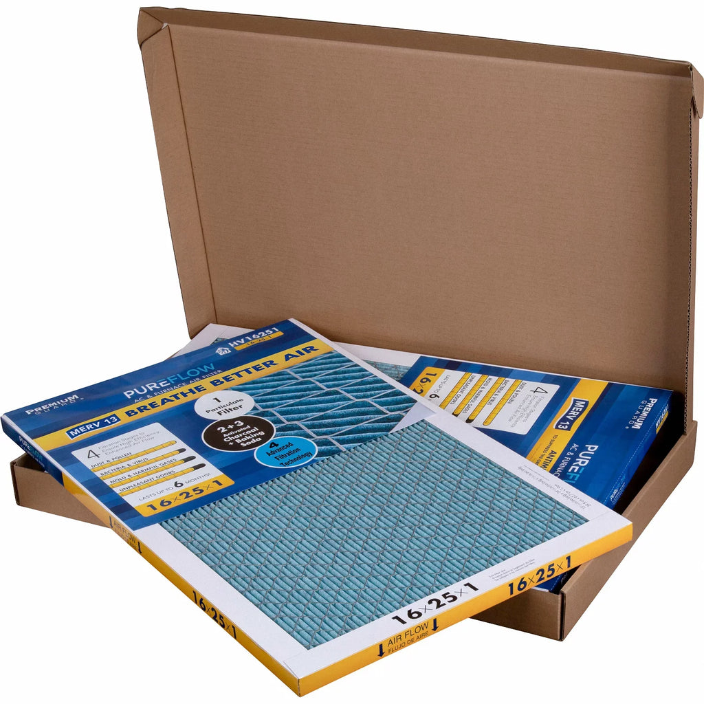 PureFlow, Filter 4 of with MERV-13 Technology, Advanced Furnace Layers Air 16x25x1, Home Filtration Pack-of-2