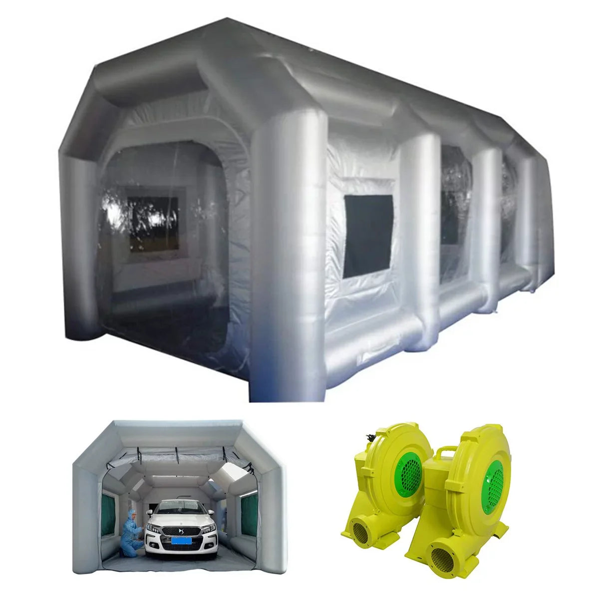 Blowers 2 Inflatable Painting 19.6*9.8*8.2ft Spray INTBUYING Tent Booth Paint with Cabin External Car Portable