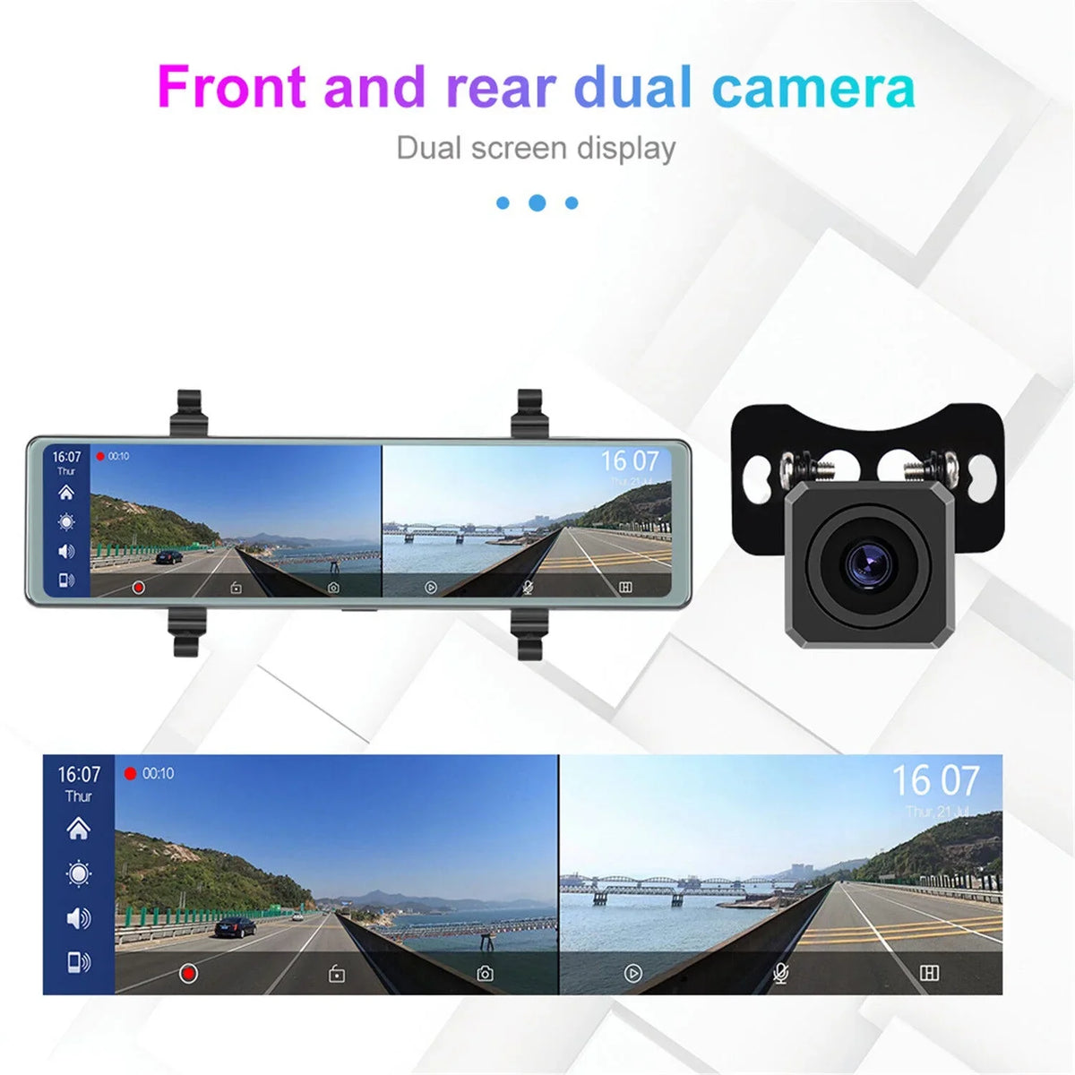 Vision,Parking WDR/HDR,Loop Wireless Assistance, Recording Dash with Rear FM Transmitter,Night Cam Auto,11.26" Mirror Carplay&Android recording, Cameras,WiFi View 4K Voice Control View Mirror