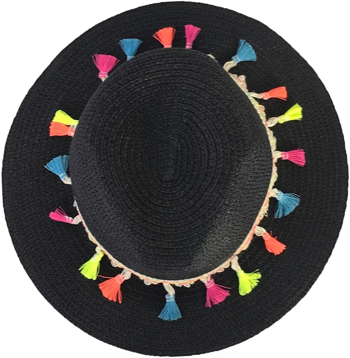 Fashion Black Festive Panama Culture Straw Hat, Tassel