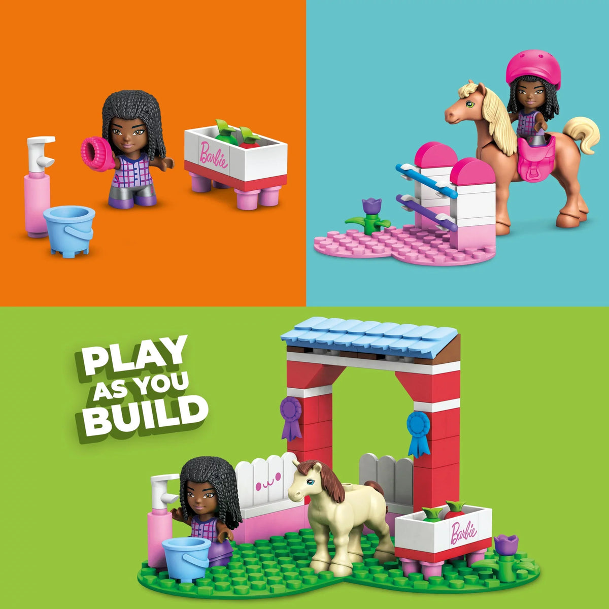 Building Barbie Horses MEGA Jumping with Pieces) and 1 (73 Kit Horse Micro-Doll Toy