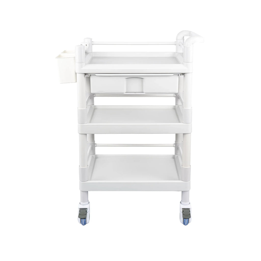 Hospital 500 Dirt Salon Tier Heavy Mobile Lbs Trolley Duty Drawers Cart for Beauty Clinic Spacious 360°Rotate Rolling Medical Cart Buckets Medical Wheels with 3 Utility Dental Trolley