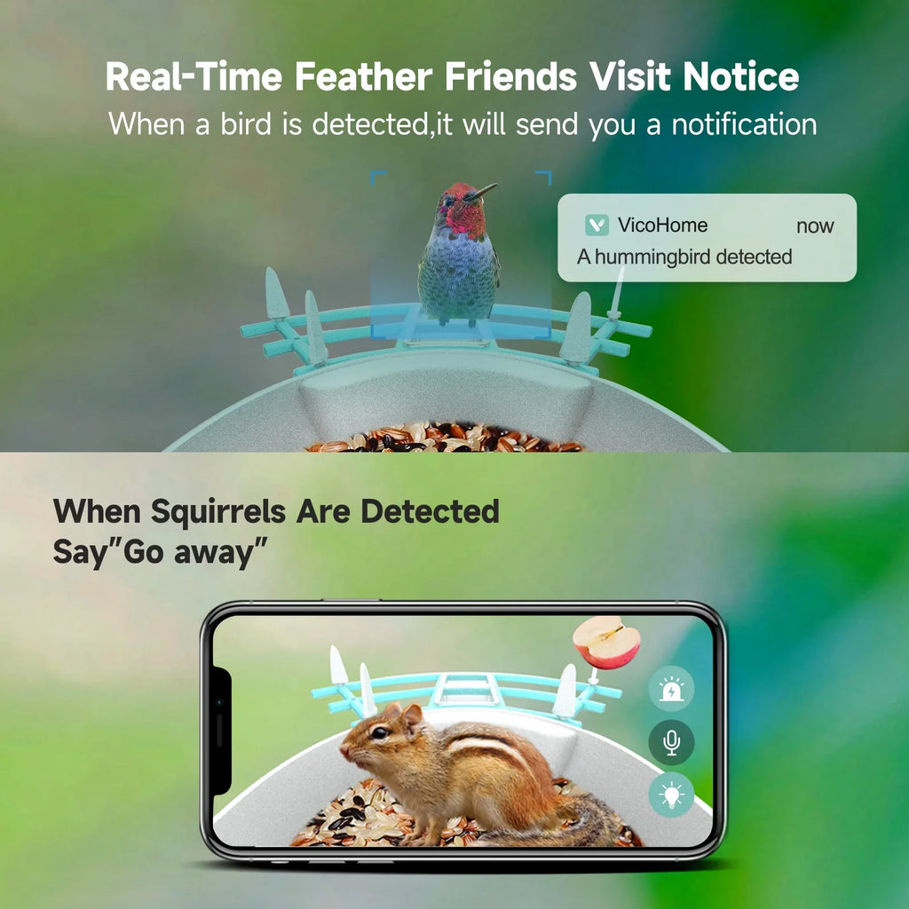 Camera Powered With camera,Feeder Andoer Camera Feeder Solar With Feeder Ai Camera CameraVideo Smart Vico Surveillance Camera Wireless Wifi Pir Ai 1080p Species AppAi Deterrent Squirrel