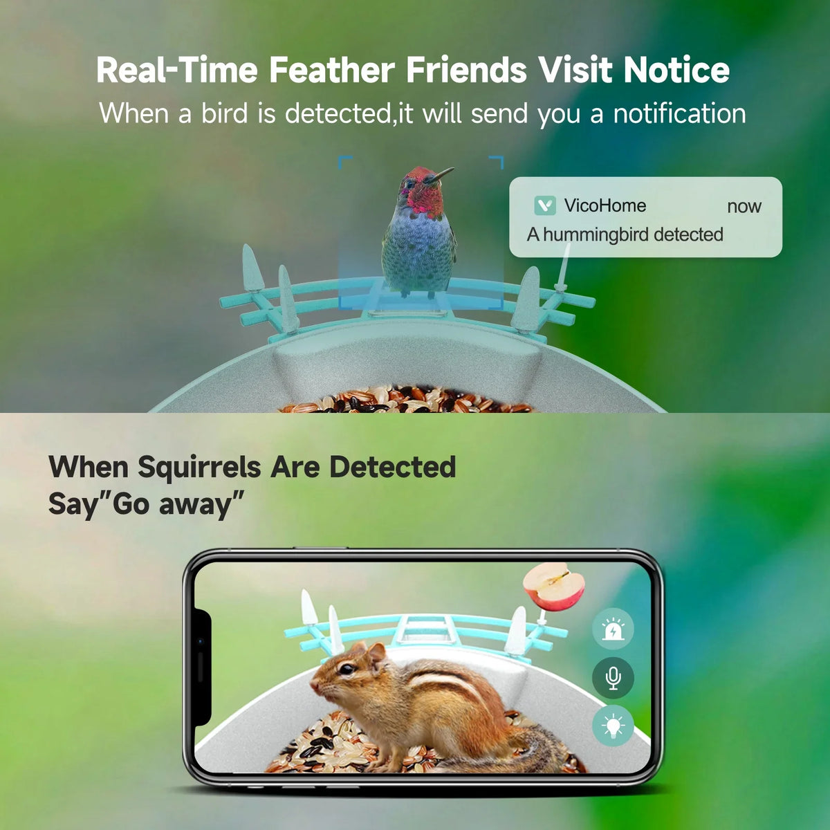 Camera Powered With camera,Feeder Andoer Camera Feeder Solar With Feeder Ai Camera CameraVideo Smart Vico Surveillance Camera Wireless Wifi Pir Ai 1080p Species AppAi Deterrent Squirrel