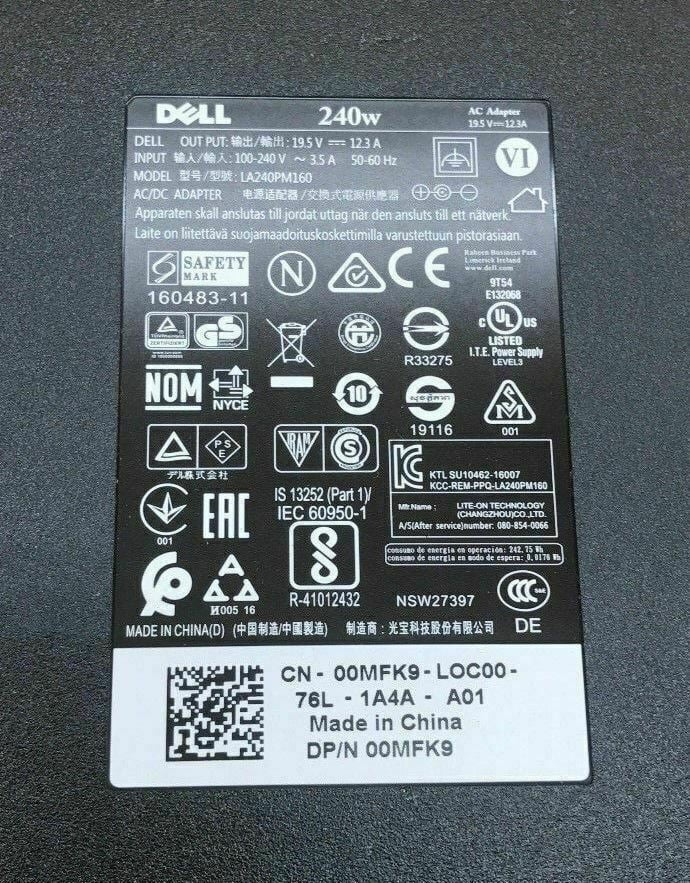 Lot Power GA240PE1-00 10 FWCRC Laptop Charger Genuine 19.5V 240W of 12.3A