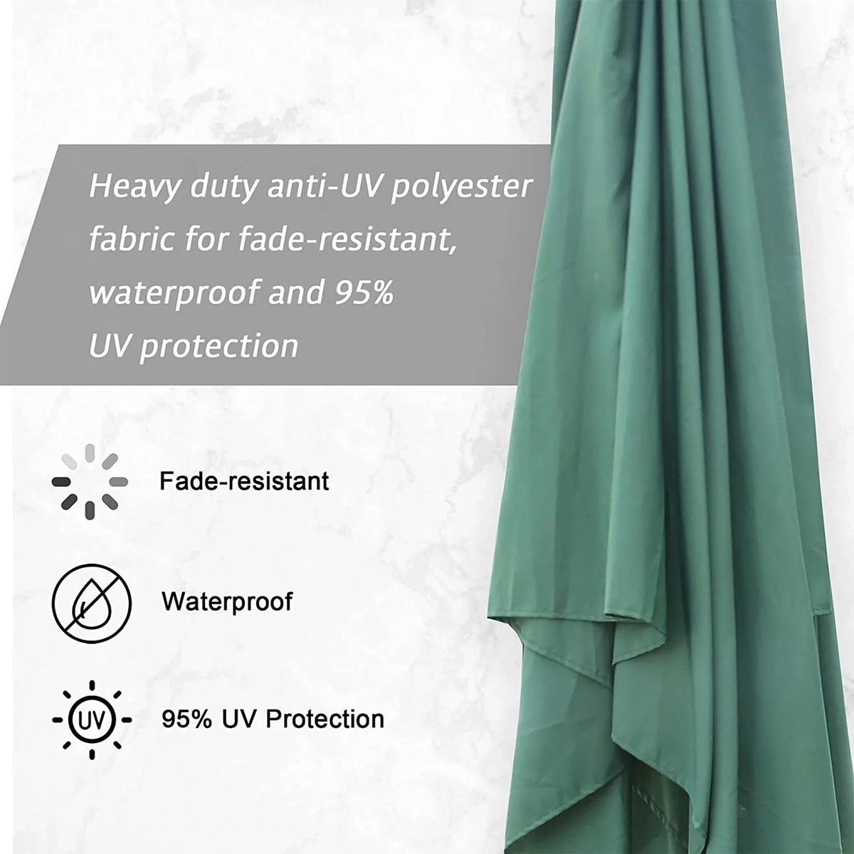 Adjust Patio Easy Poolside, Garden, PRODUCT Lawn Green Umbrella Outdoor Backyard, and Umbrellas Tilt 10 Polyester for FT KARMAS Offset Hanging