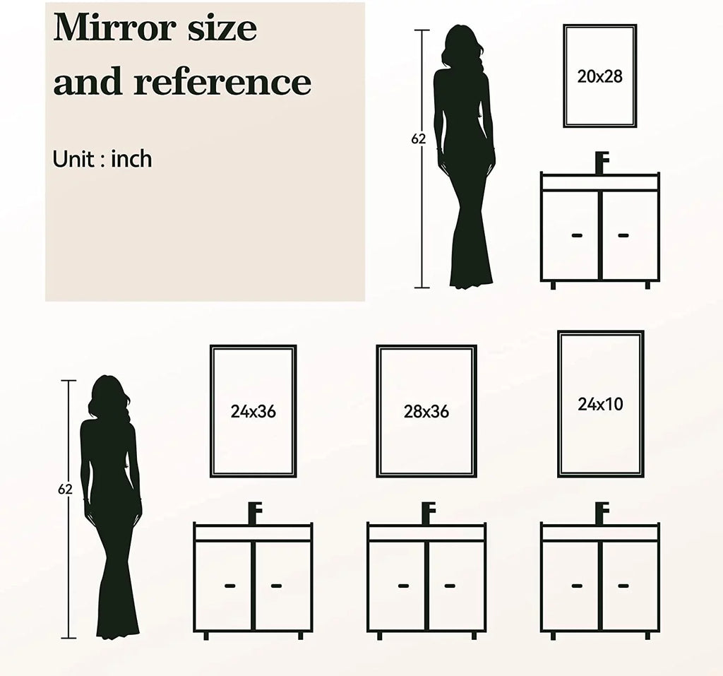 Wall-Mounted ANTEN Mirror, Lights, Bathroom Inch LED Mirror Vanity Lighted Touch Bathroom Mirror LED Anti-Fog, Dimmable Bathroom Mirror, Backlit with 36x28 3000K-6000K, Sensor,