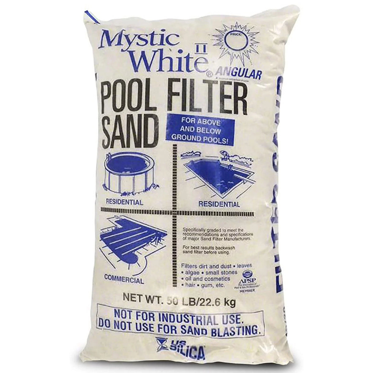 (3 Mystic II Silica Pool Swimming White 50lbs Pack) Sand, White U.S. Filter