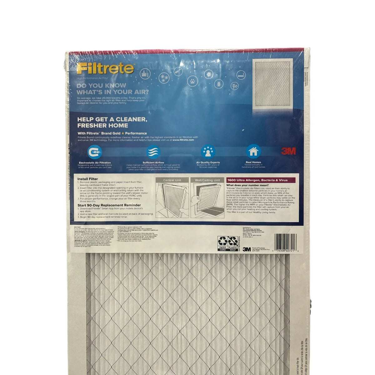 14x25x1 Bacteria (4 2X Filter Ultra MPR), Allergen Pack) & Filtrete Virus (1600
