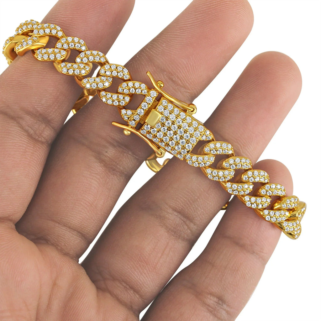 Cuban Passes Iced Miami wristband Silver 8 Tester Diamond Inch Diamond Moissanite Mens 12mm Sterling Custom
