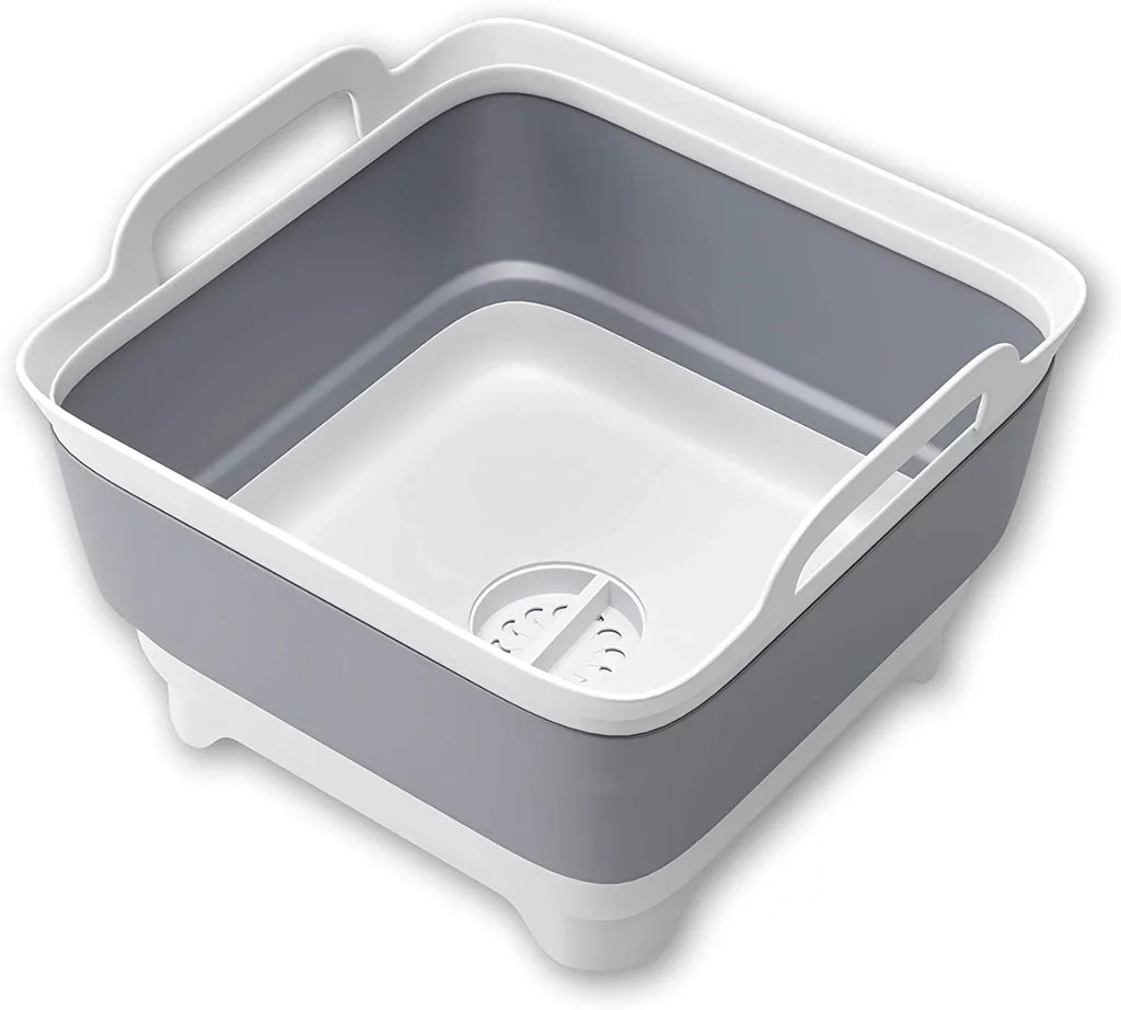 Laundry Plug(Gray) Tub Tub,Washing Collapsible Basin Draining Portable 2.4 with Gal(9L) Sink,Folding Imoment Dish