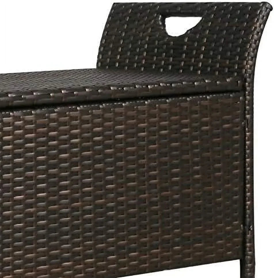 Deck YPZBBOOM Cushion Bench with Box Rattan Bins Wicker Patio Outdoor (Red)