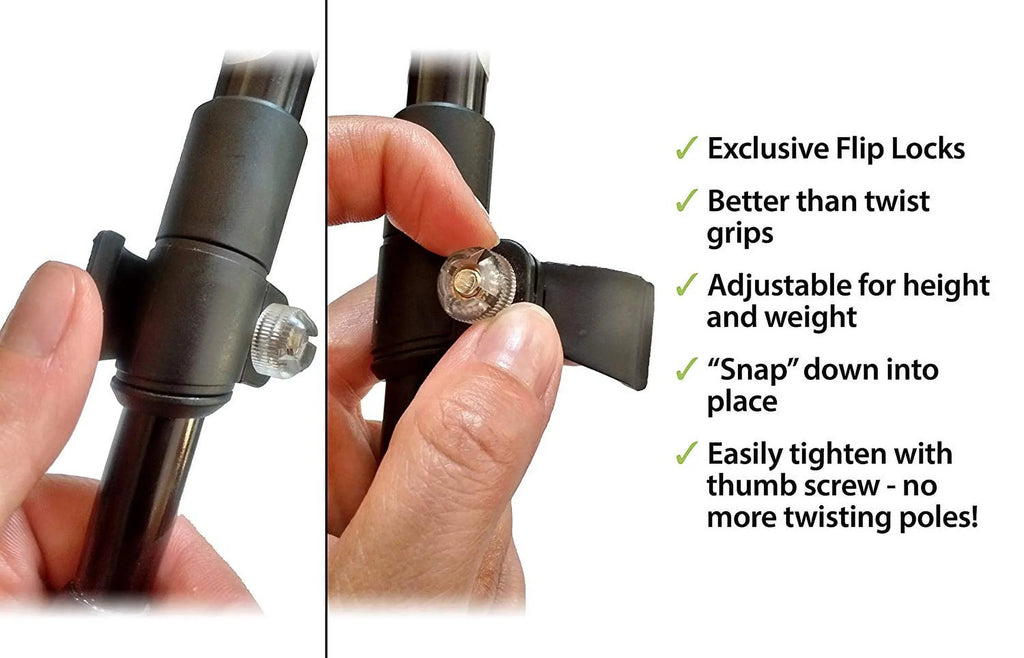 York Rubber Digital Feet, Collapsible Poles Locks, and Flip Camera & Pair Trekking Nordic Hiking with Mount,