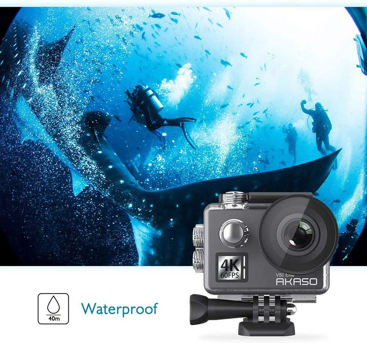 Touch with Helmet 131ft V50 Action 2.0 AKASO Screen EIS Camera, Accessories Zoom 4K Underwater Camera Sports 60fps and Elite 8X Camera