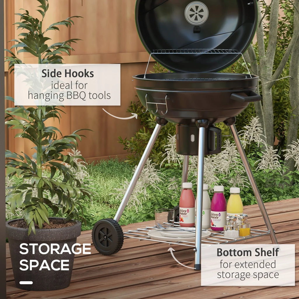 Outdoor Kettle Area, Cooking Wheels, Trolley Charcoal 360 with Party, and Green CoSoTower with Catcher Backyard 21" Thermometer Barbecue Ash Sq.In. Patio, for BBQ Shelf, Grill Built-In