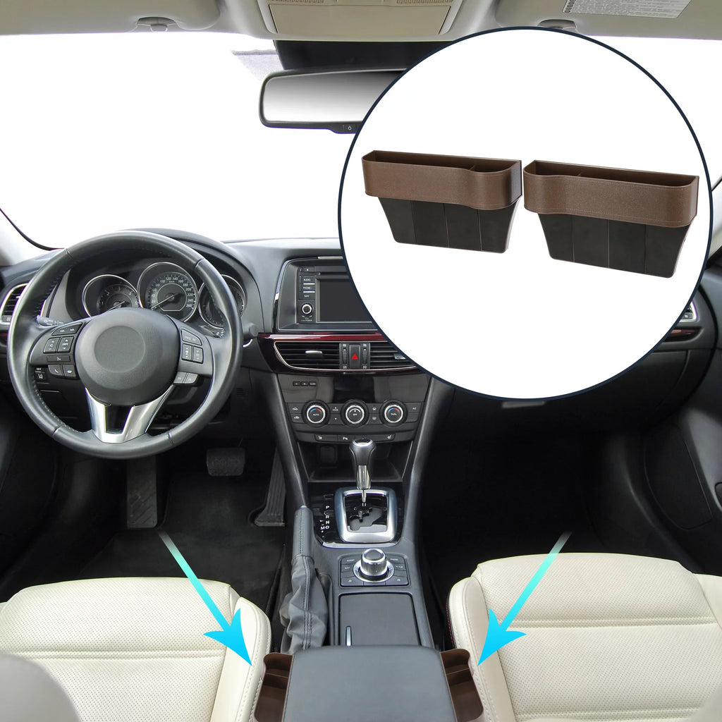 Holders Gap Multifunctional Pair Unique Bargains Car Box Plastic Console Filler Brown Storage Coin Organizer Seat