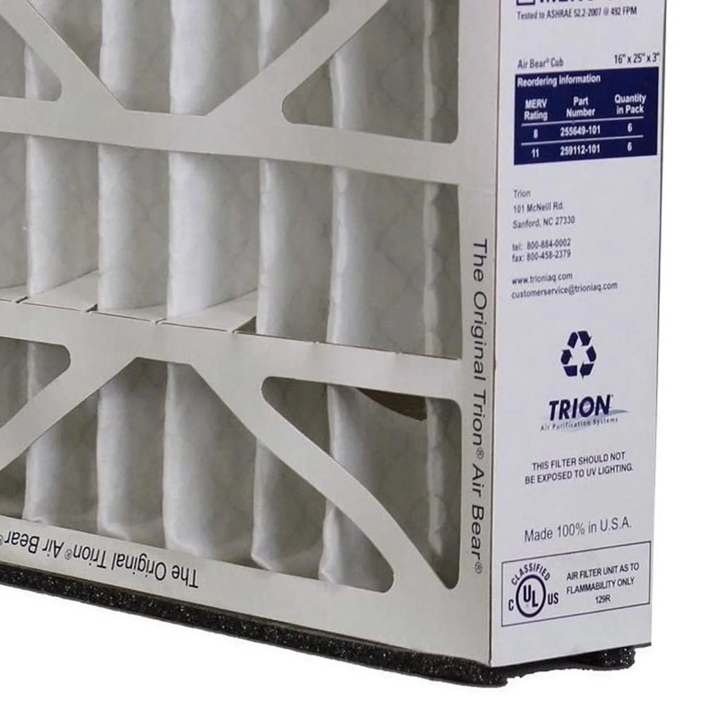 Purifier (6 Air Bear Pack) 255649-101 Air 8 MERV Inch Filter Trion 16x25x3