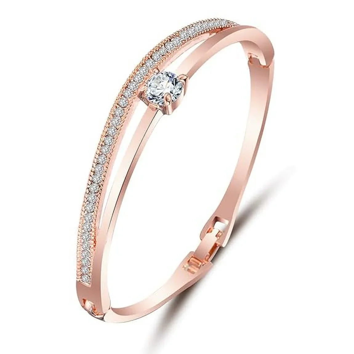 Stylish for wristband Gold Plated Bangle 18k Rose Crystal Artificial Women
