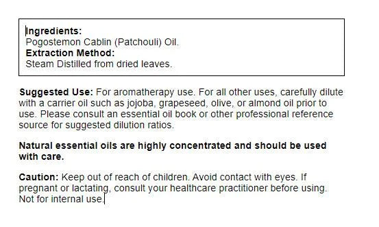 '- 4 fl. Patchouli oz. Oil