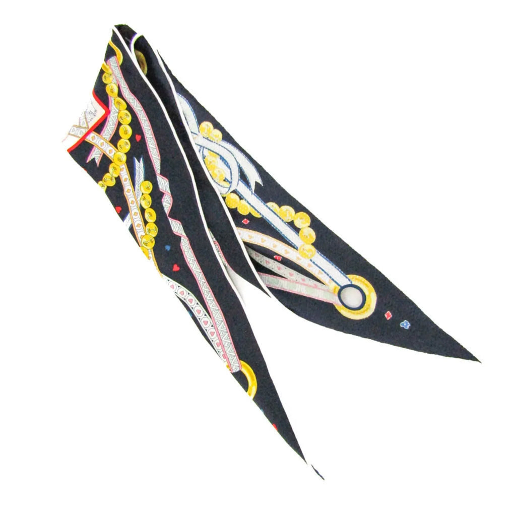 Scarf Women's Multi-color,Navy,White COEUR DE (Good) Silk Hermes LOSANGE DAME Pre-Owned