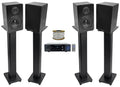 Amplifier BLUAMP Bookshelf 6.5" w/ Bluetooth+(4) 150 Speakers+Stands Rockville