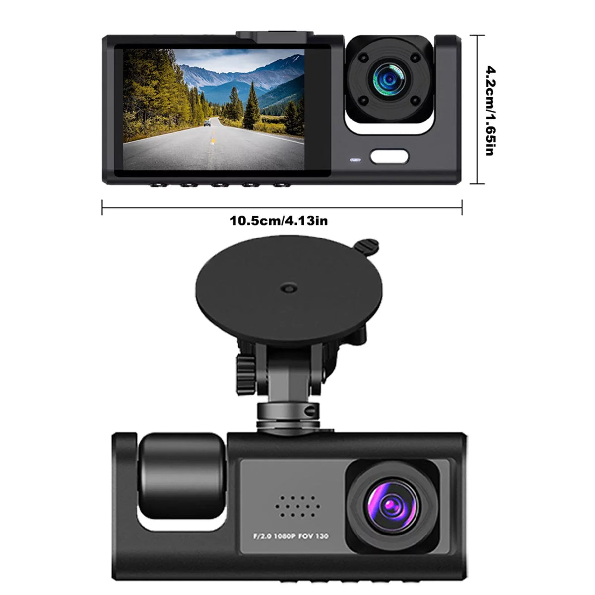 Cam Cameras Dash Inside Front Andoer Night Driving Recording Rear Safety Car Recorder Recorder Car Mirror Rearview 1080P+720P+480p and Auto Camera Vision Video Camcorder 3 Car