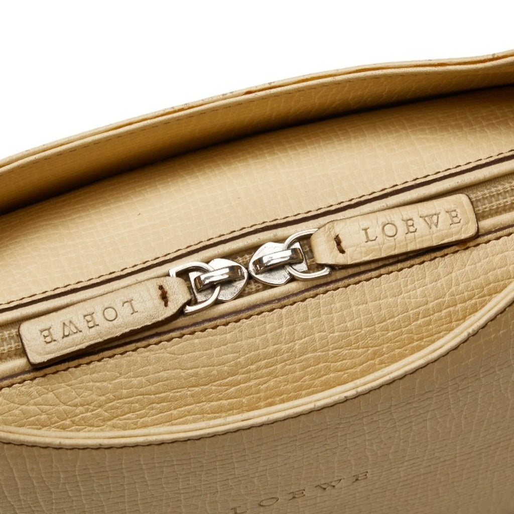LOEWE Cream Ladies White Leather (Fair) Handbag Yellow Pre-Owned
